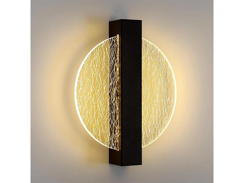 Applique Murale Intérieure LED, 12W 1500LM Noir Ronde Lampe Murale Moderne, Créative Éclairage Mural pour Salon, Chambre à Coucher, Couloir, Escaliers