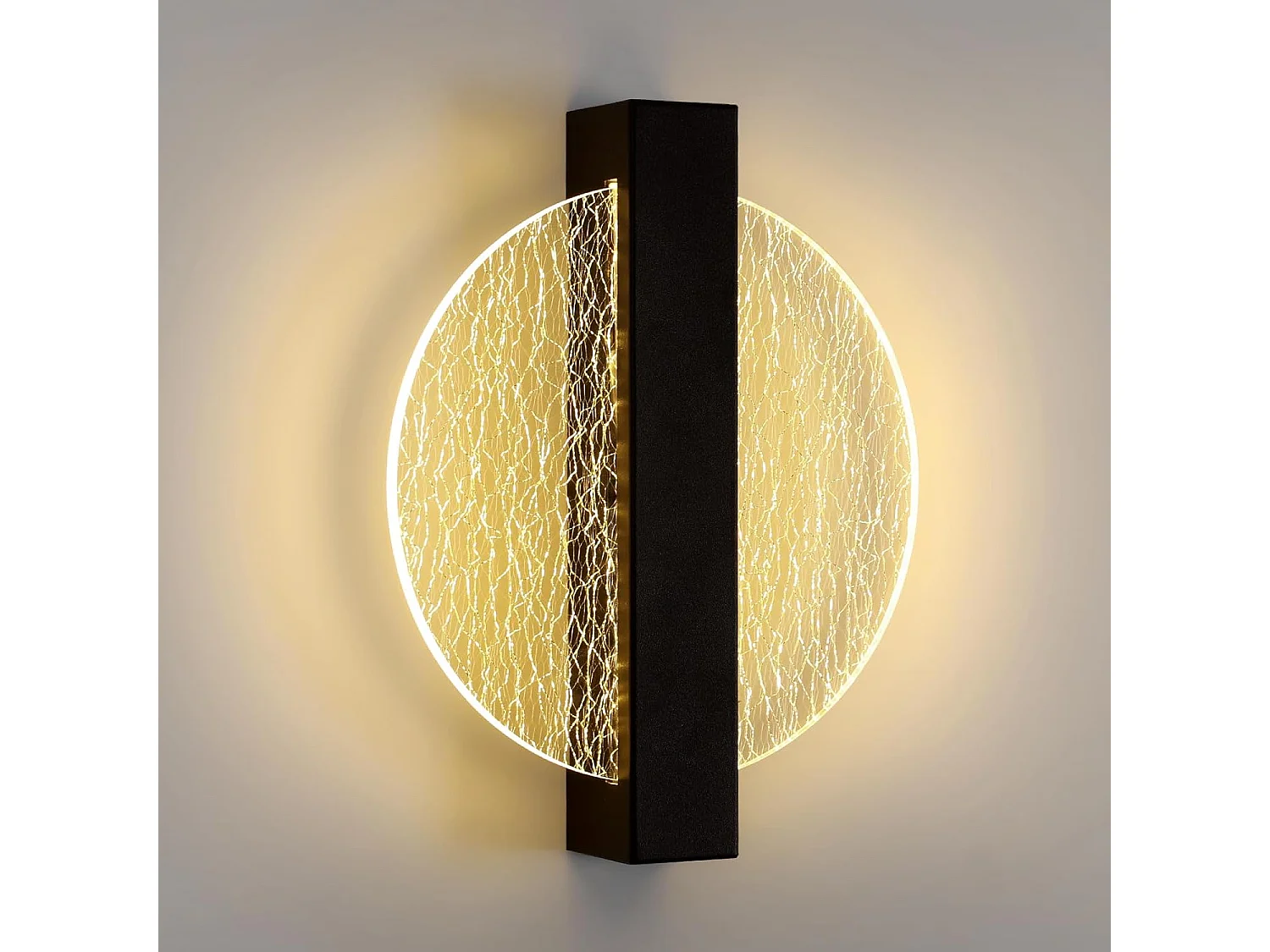 Applique Murale Intérieure LED, 12W 1500LM Noir Ronde Lampe Murale Moderne, Créative Éclairage Mural pour Salon, Chambre à Coucher, Couloir, Escaliers