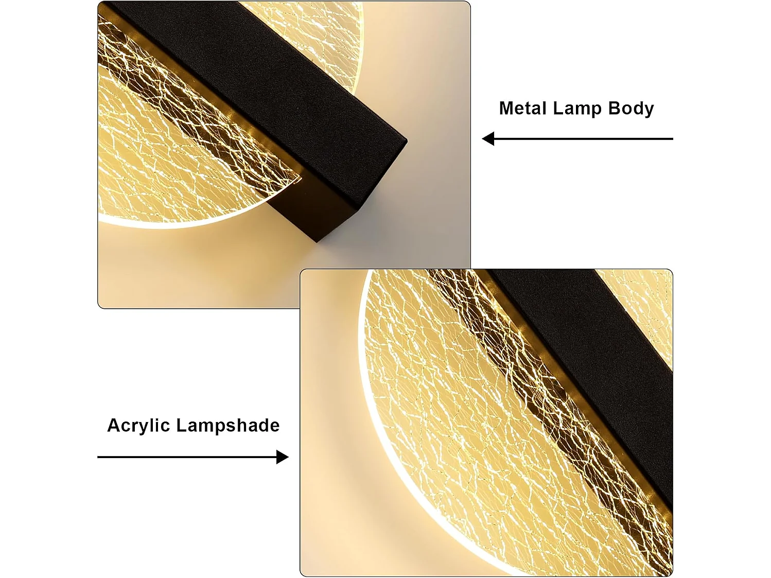 Applique Murale Intérieure LED, 12W 1500LM Noir Ronde Lampe Murale Moderne, Créative Éclairage Mural pour Salon, Chambre à Coucher, Couloir, Escaliers