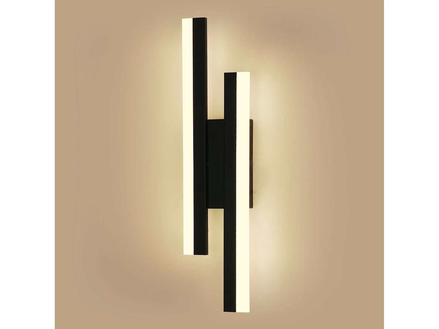 Lampe Murale LED Intérieure, 16W Moderne 3000K Lumière Chaude, Acrylique Noir pour Chambre, Salon, Couloir, Escalier