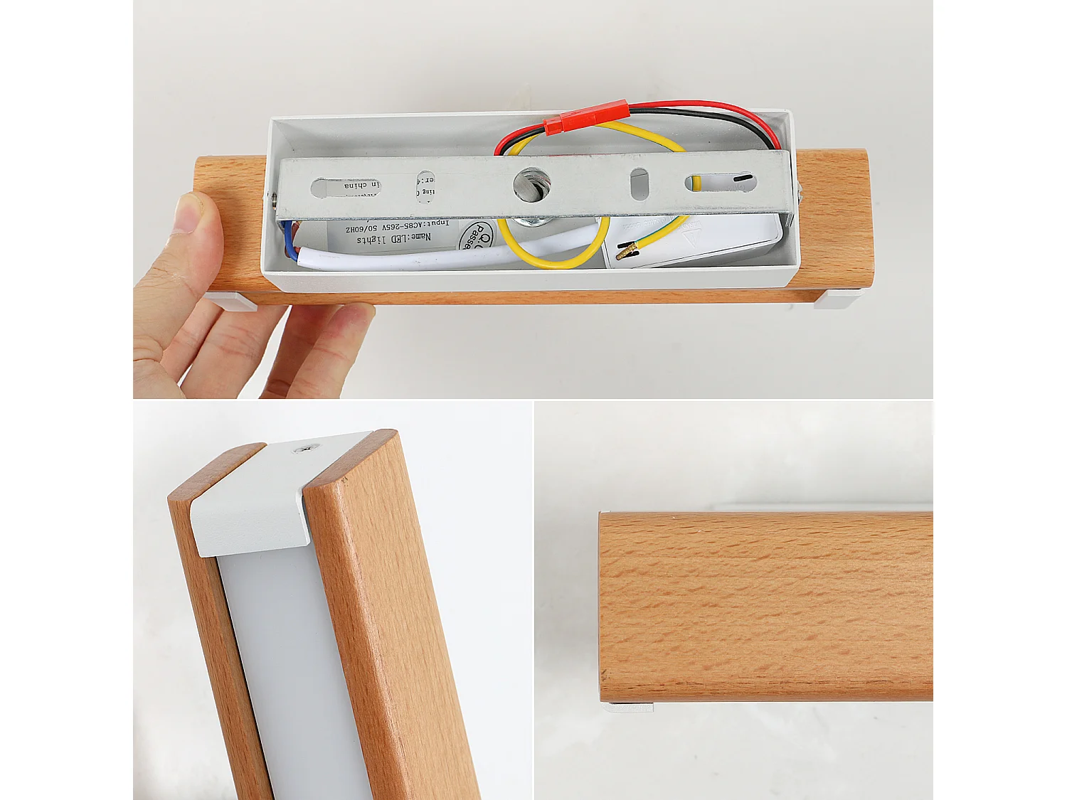 Applique Murale Intérieur LED, Rotation 360°avec Simple en Bois Massif Éclairage Lampe Murale Moderne pour Chambre Bureau Couloir Salon, Blanc Chaud (21CM)