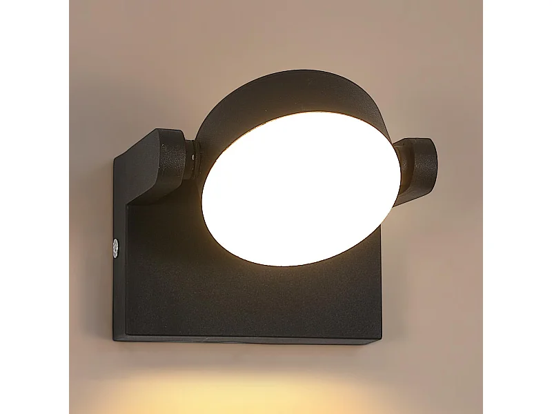 Applique Murale LED Extérieur 20W, 2000LM, IP54, Panneau Rotatif, Noir 3000K, pour Jardin, Balcon, Terrasse, Couloir