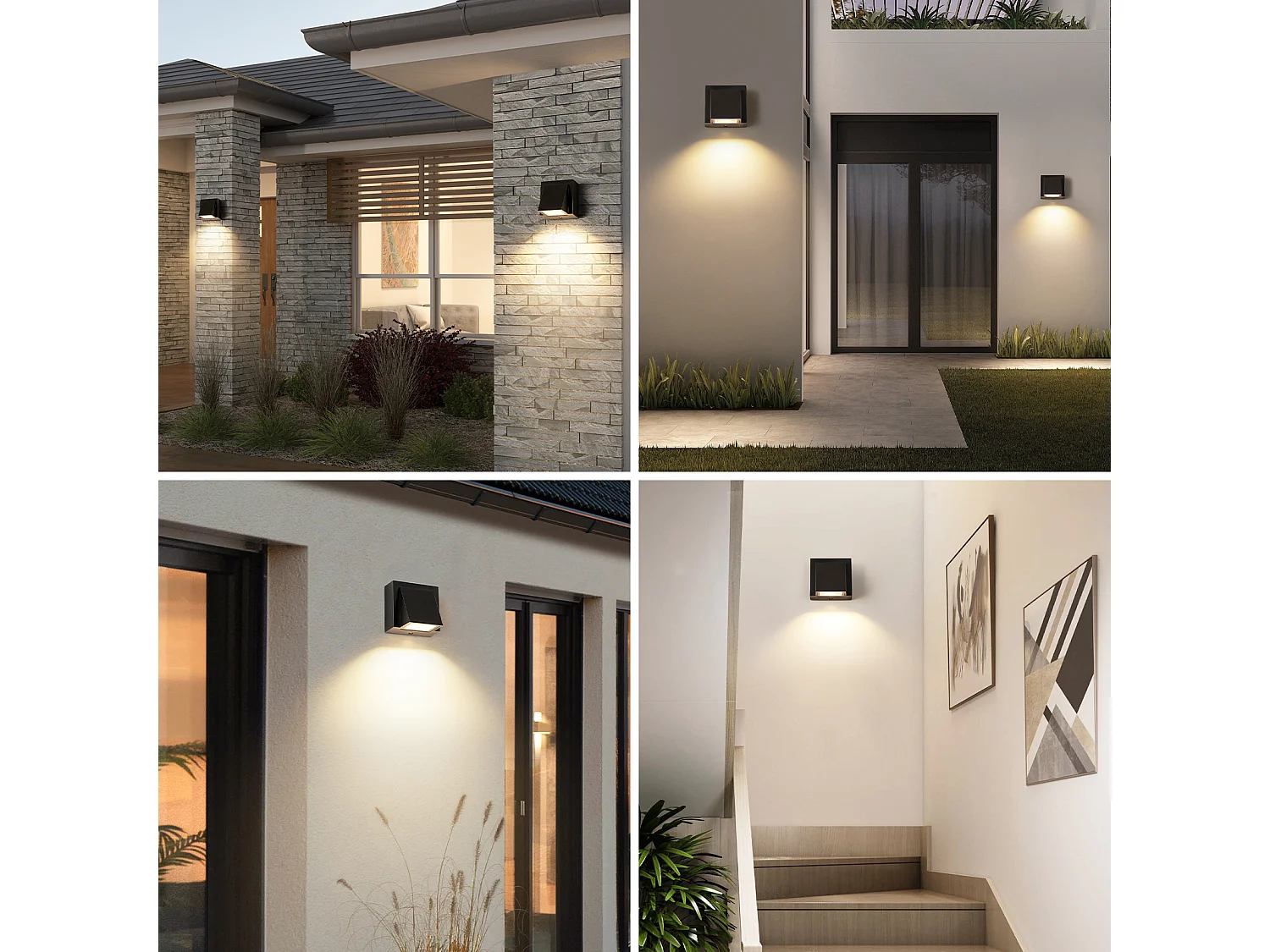 Applique Murale Étanche-2 Pièces, LED IP65, 5W Lumière Chaude, Aluminium, pour Extérieur et Intérieur, Jardin, Garage, Patio, Chambre, Salon