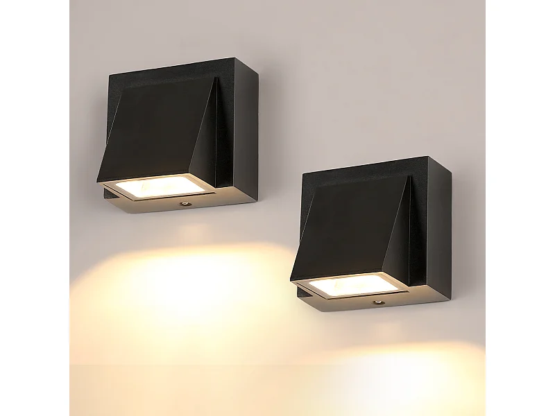 Applique Murale Étanche-2 Pièces, LED IP65, 5W Lumière Chaude, Aluminium, pour Extérieur et Intérieur, Jardin, Garage, Patio, Chambre, Salon