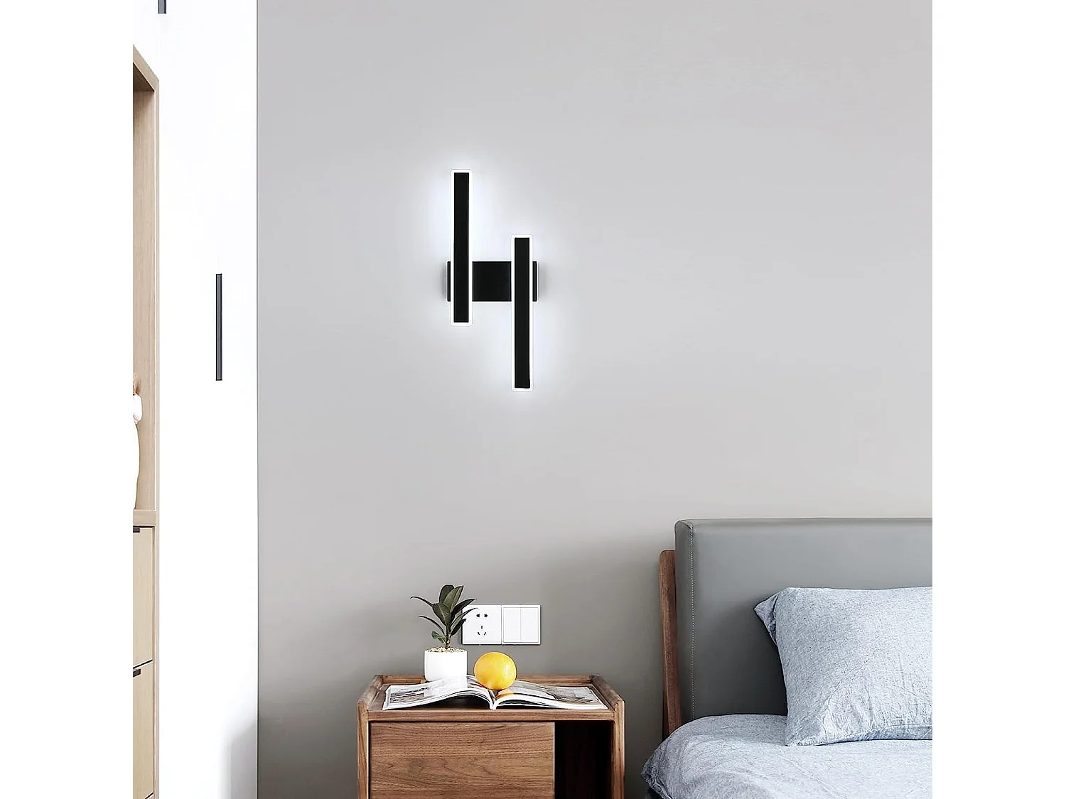 Applique Murale LED Moderne, 32W, 3600LM, Noir, Chambre Salon Escalier, Bureau Blanc Froid 6500K