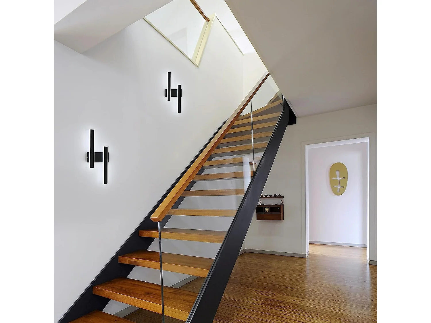 Applique Murale LED Moderne, 32W, 3600LM, Noir, Chambre Salon Escalier, Bureau Blanc Froid 6500K