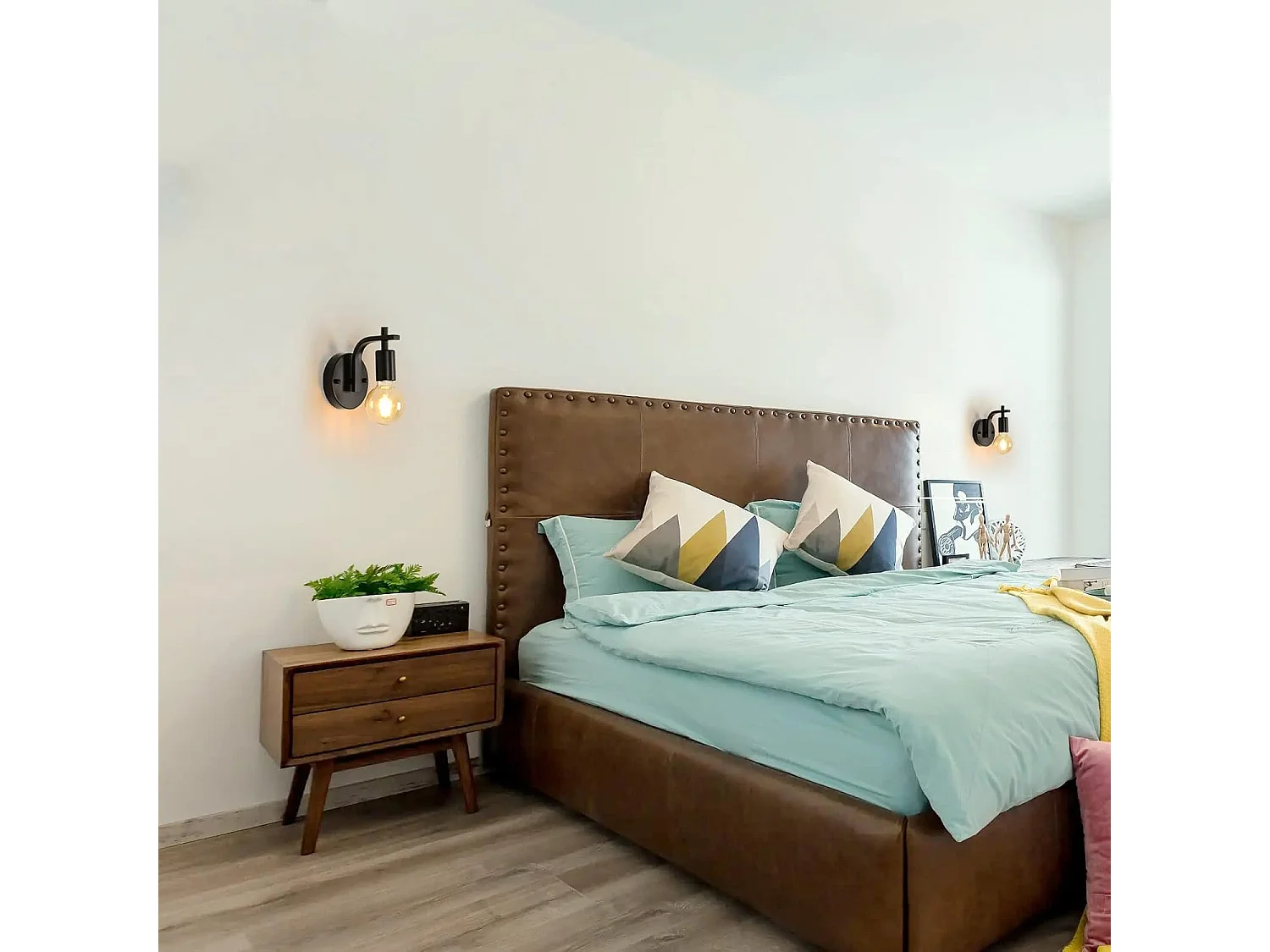 Applique Murale Intérieur Vintage Lampe murale E27 Base Pour chambre à coucher, salon, couloir, entrée Noir