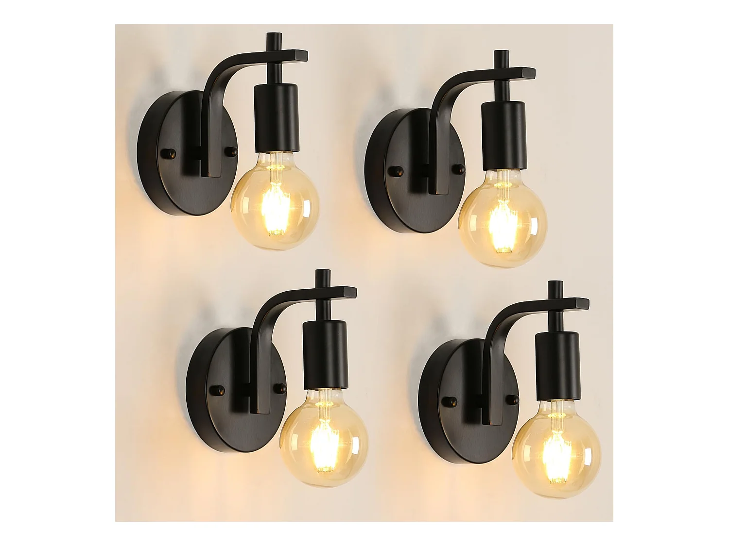 Applique Murale Intérieur Vintage Lampe murale E27 Base Pour chambre à coucher, salon, couloir, entrée Noir
