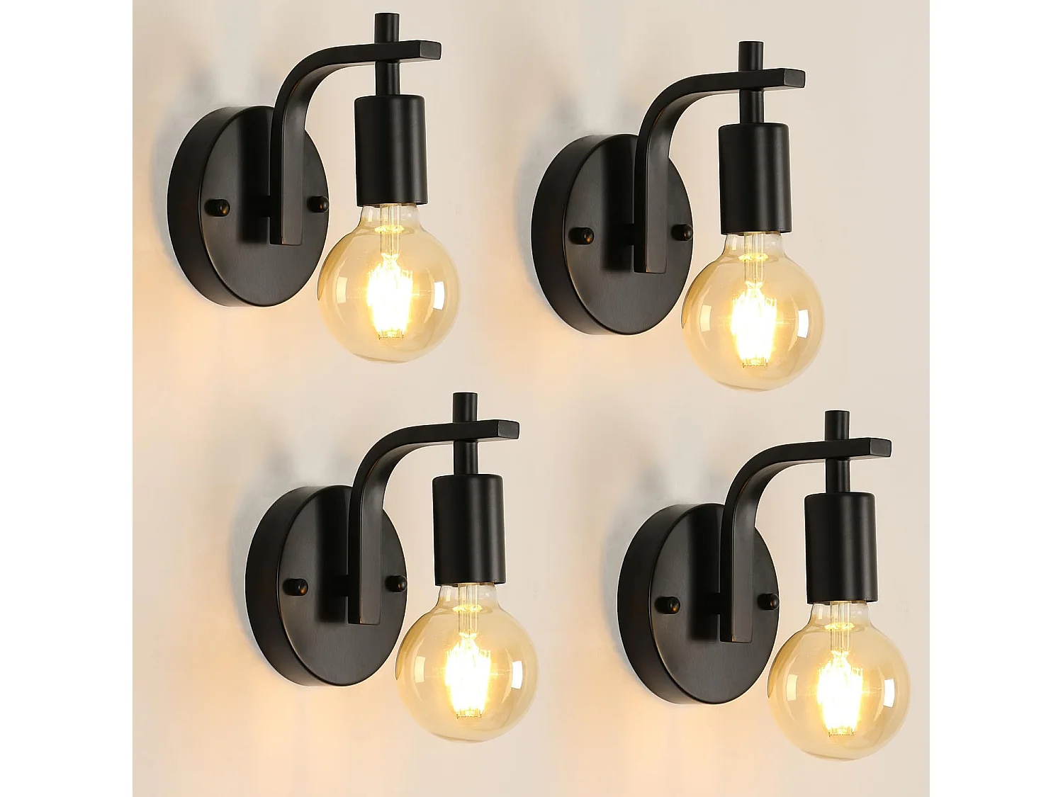 Applique Murale Intérieur Vintage Lampe murale E27 Base Pour chambre à coucher, salon, couloir, entrée Noir