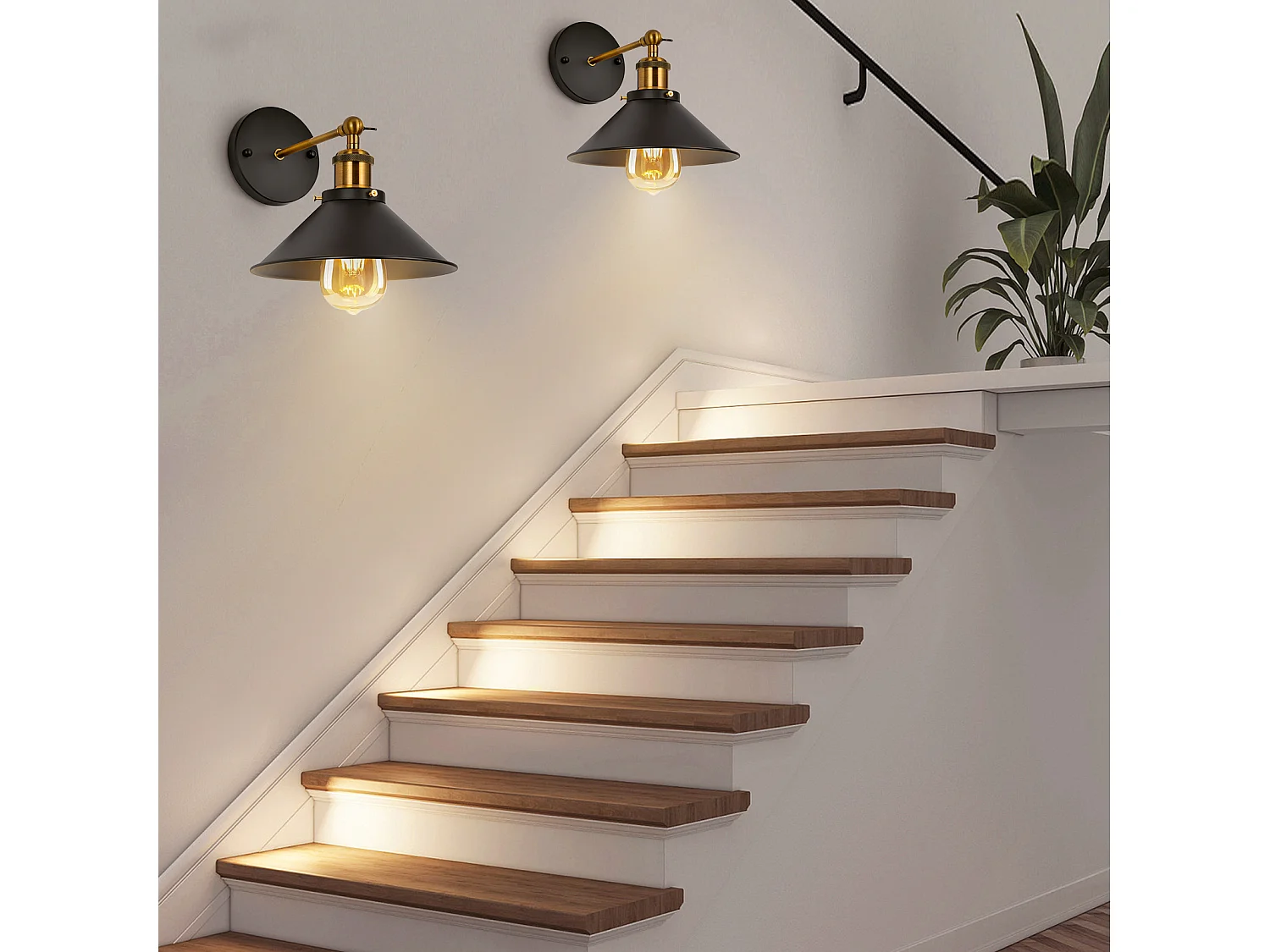 Applique Murale Intérieur 2 pièces Vintage Lampe murale E27 Base Pour Chambre, Restaurant, Couloir, Café, Bar Noir