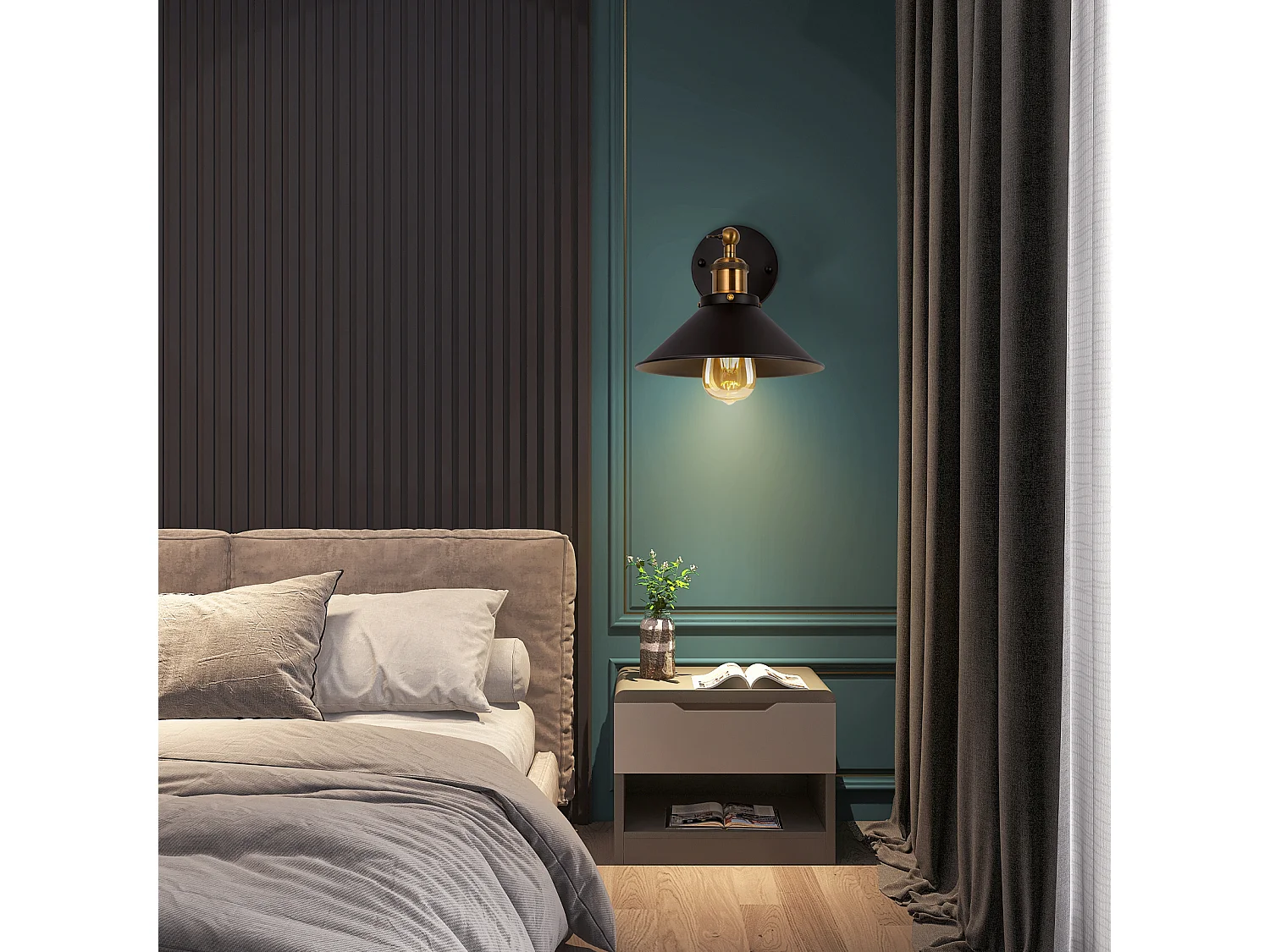 Applique Murale Intérieur 2 pièces Vintage Lampe murale E27 Base Pour Chambre, Restaurant, Couloir, Café, Bar Noir