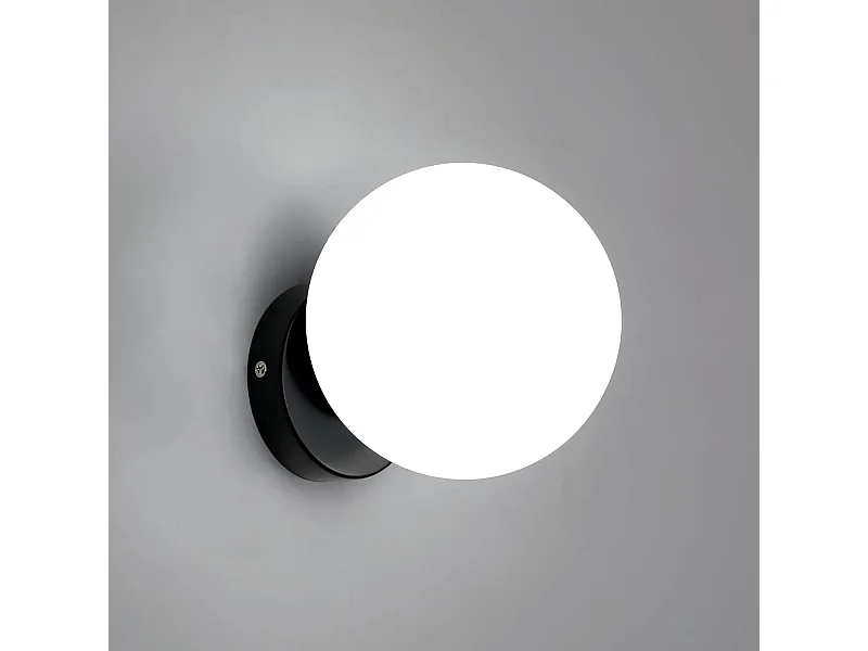 Applique Murale Intérieur Verre Moderne Sphérique Lampe murale E27 Base Pour chambre à coucher, salon, couloir, entrée Noir (Ampoule non incluse)