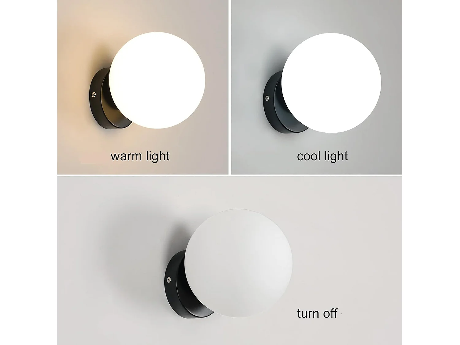 Applique Murale Intérieur Verre Moderne Sphérique Lampe murale E27 Base Pour chambre à coucher, salon, couloir, entrée Noir (Ampoule non incluse)