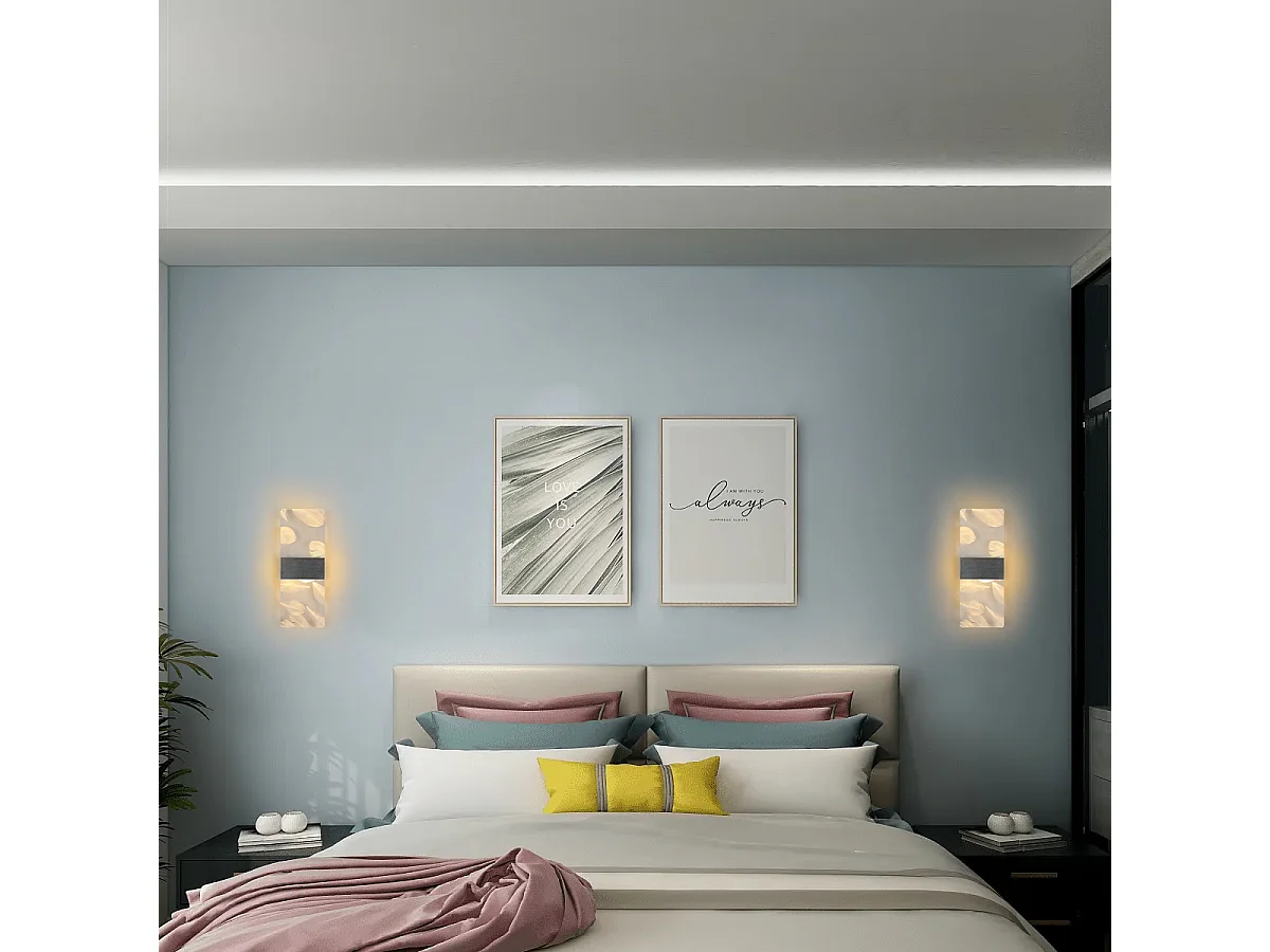 2 Pcs appliques murales LED 12 W au design moderne, en acrylique blanc chaud 3000 K, pour chambre, salon, couloir, escalier, argent