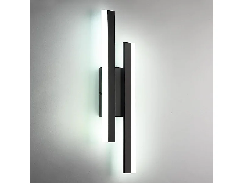 Applique Murale LED Intérieure, 16W 1800LM, Lampe Moderne en Acrylique pour Chambre, Salon, Couloir, Escalier, 6500K, Lumière Blanche Froide (Noir)