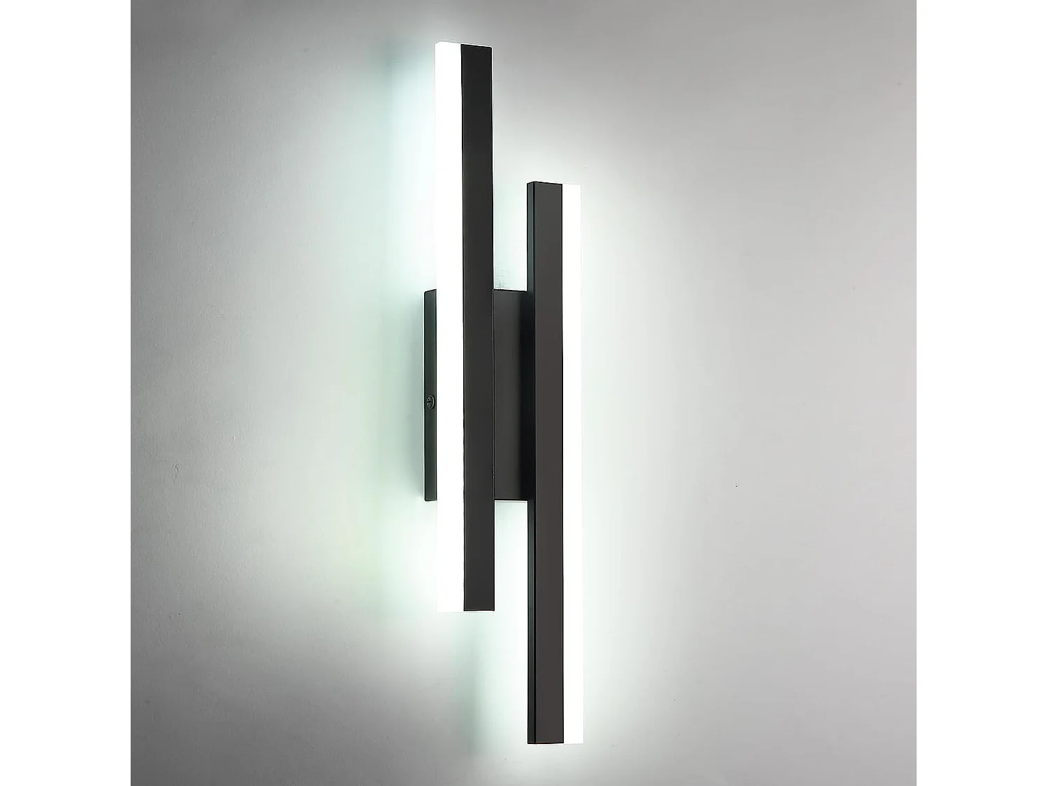 Applique Murale LED Intérieure, 16W 1800LM, Lampe Moderne en Acrylique pour Chambre, Salon, Couloir, Escalier, 6500K, Lumière Blanche Froide (Noir)