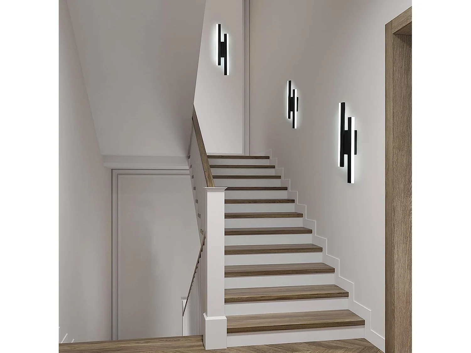Applique Murale LED Intérieure, 16W 1800LM, Lampe Moderne en Acrylique pour Chambre, Salon, Couloir, Escalier, 6500K, Lumière Blanche Froide (Noir)