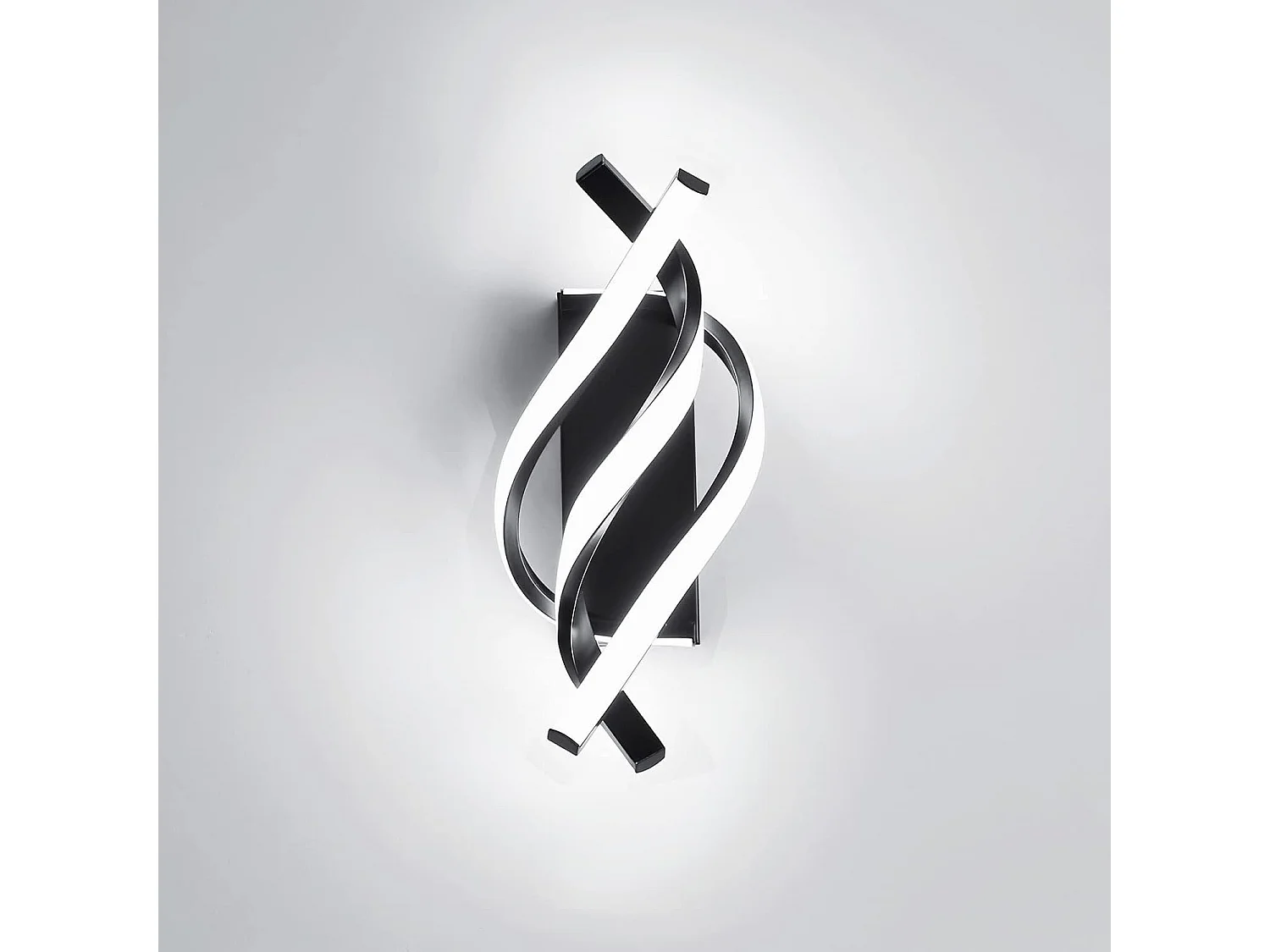 Applique Murale Interieur, Lampe LED Murale Moderne 18W Design incurvée IP20, Applique murale LED 6000K Lumière blanche froide 1620 lumens Noir IP20,