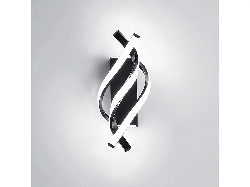 Applique Murale Interieur, Lampe LED Murale Moderne 18W Design incurvée IP20, Applique murale LED 6000K Lumière blanche froide 1620 lumens Noir IP20,