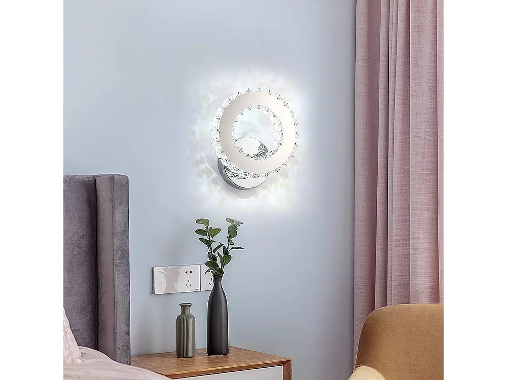 LED K9 Crystal Applique murale， 16 W Applique murale Lampe ，de mur pour Salon Chambre à coucher Couloir, Lumière blanche froide