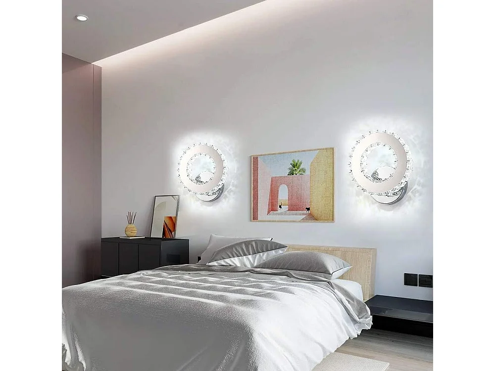LED K9 Crystal Applique murale， 16 W Applique murale Lampe ，de mur pour Salon Chambre à coucher Couloir, Lumière blanche froide