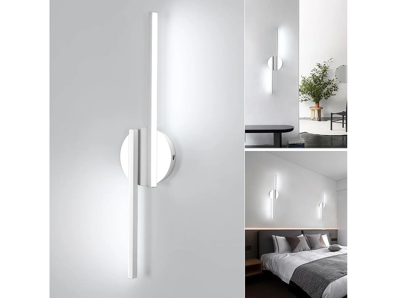 Applique Murale Intérieure LED Moderne 22W 2475LM, Lumière Blanche Froide 6500K, Parfait pour Salon, Couloir et Chambre à Coucher, Taille 55cm Blanc
