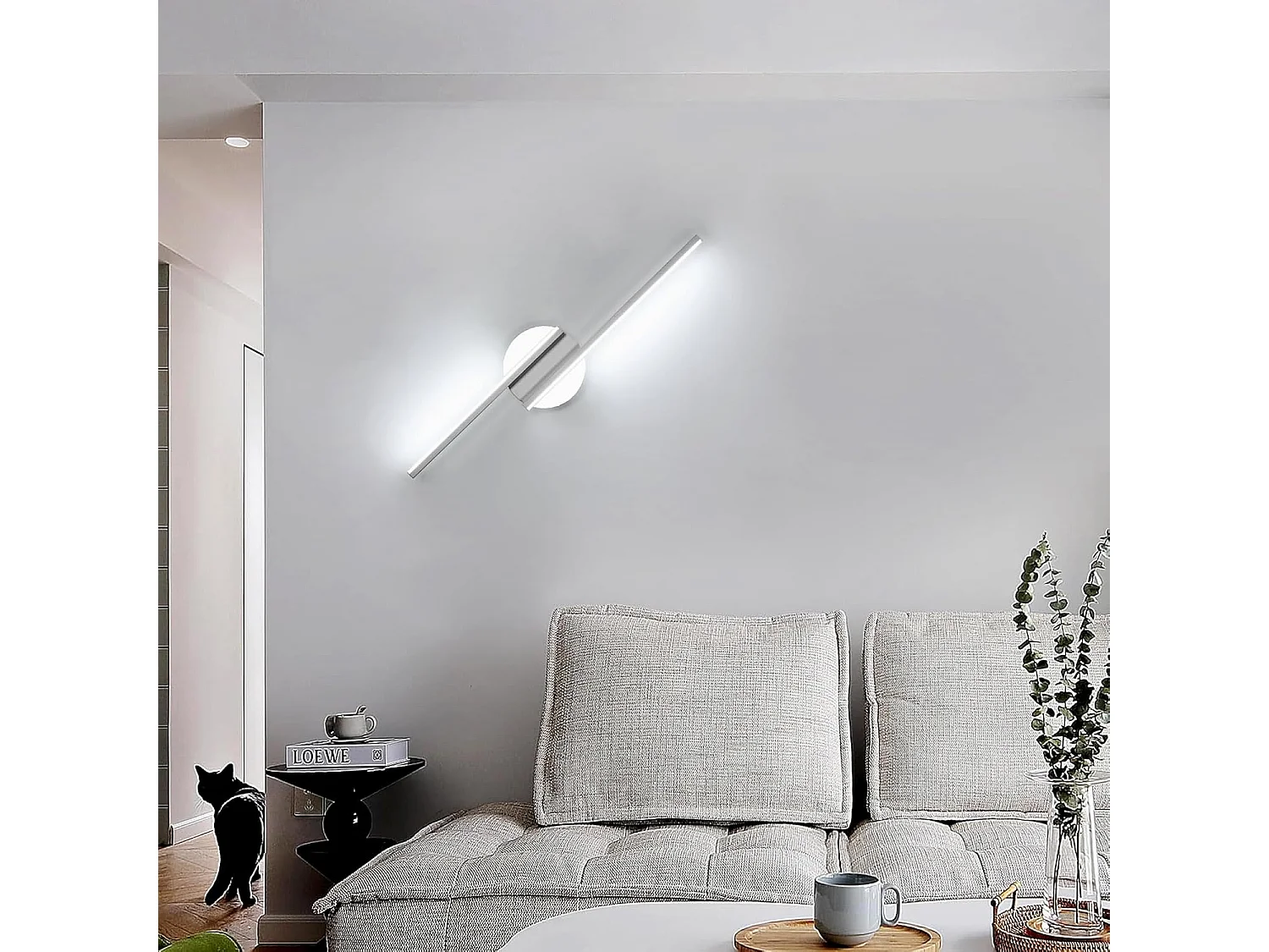 Applique Murale Intérieure LED Moderne 22W 2475LM, Lumière Blanche Froide 6500K, Parfait pour Salon, Couloir et Chambre à Coucher, Taille 55cm Blanc