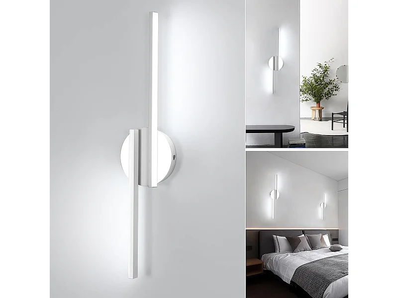 Applique Murale Intérieure LED Moderne 22W 2475LM, Lumière Blanche Froide 6500K, Parfait pour Salon, Couloir et Chambre à Coucher, Taille 55cm Blanc