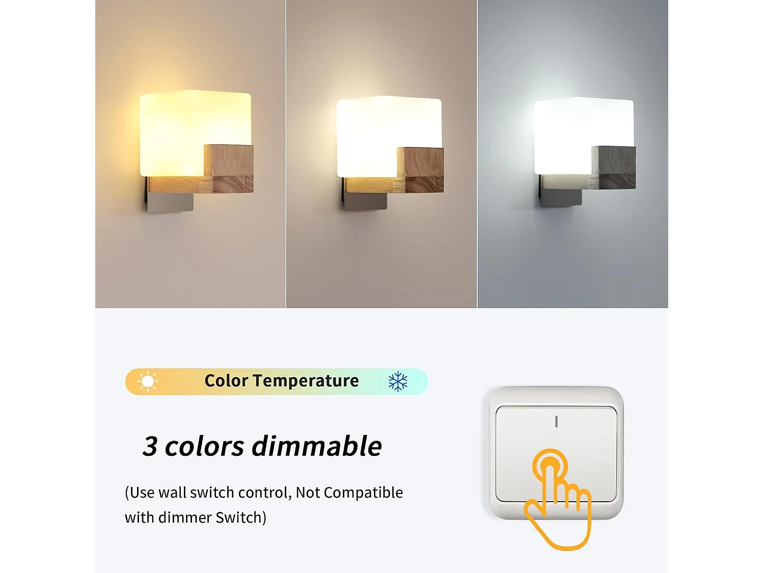 Applique Murale Simple, 17*12*18, Abat-jour en Verre avec Source Lumineuse G9 Tricolore,pour Chambre, Couloir