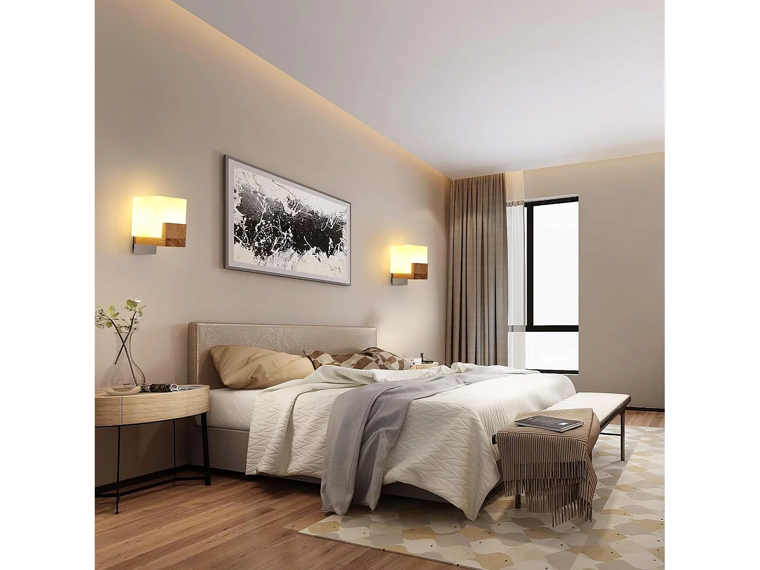 Applique Murale Simple, 17*12*18, Abat-jour en Verre avec Source Lumineuse G9 Tricolore,pour Chambre, Couloir