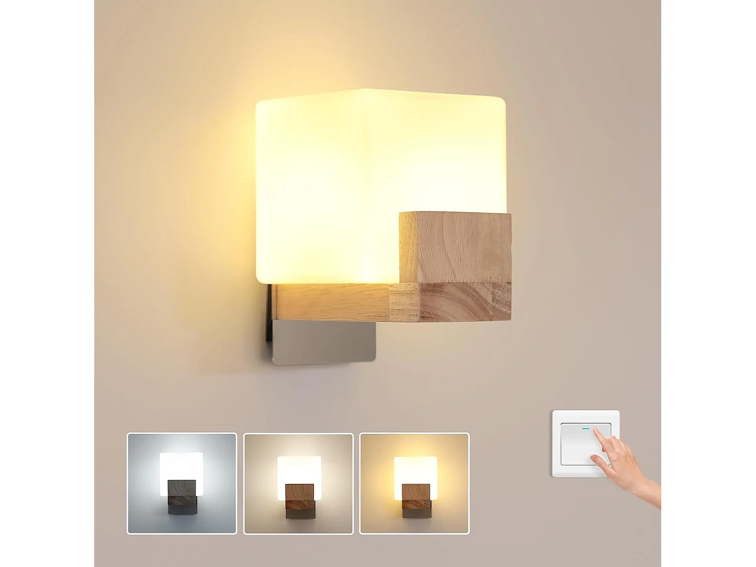 Applique Murale Simple, 17*12*18, Abat-jour en Verre avec Source Lumineuse G9 Tricolore,pour Chambre, Couloir