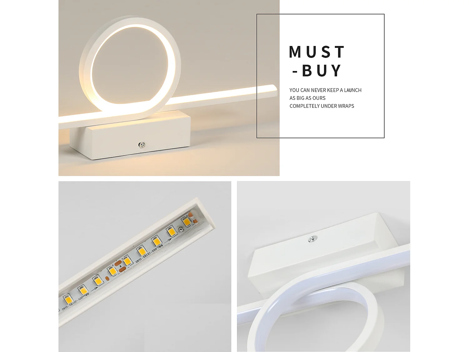 Plafonnier LED Moderne 16W - 3000K 1800 Lumen, Design Ligne Simple 40cm pour Chambre, Cuisine, Balcon