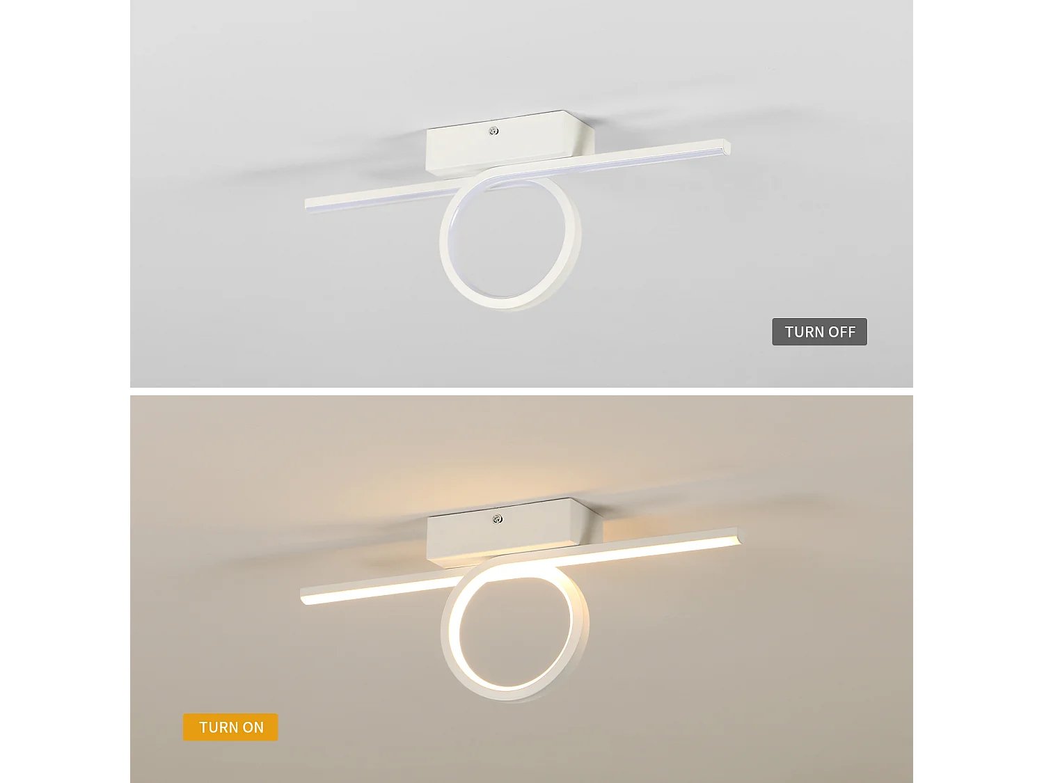 Plafonnier LED Moderne 16W - 3000K 1800 Lumen, Design Ligne Simple 40cm pour Chambre, Cuisine, Balcon