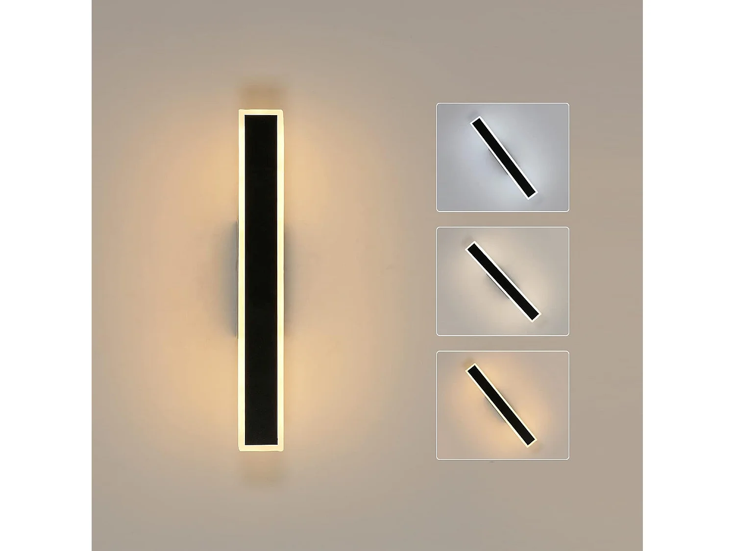 applique murale intrieur 12w 1000lm noir lampe murale led moderne 3000-6000k blanc chaud froid neutre applique dimmable led pour chambre salon escali