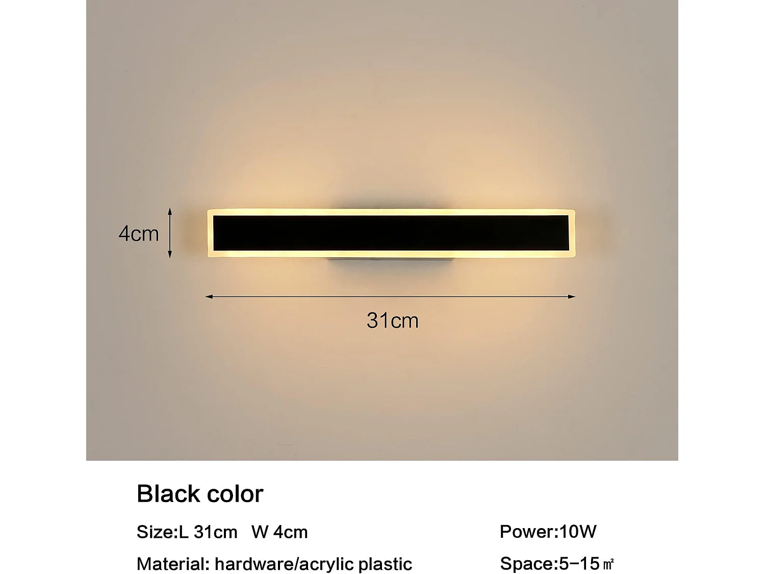 applique murale intrieur 12w 1000lm noir lampe murale led moderne 3000-6000k blanc chaud froid neutre applique dimmable led pour chambre salon escali