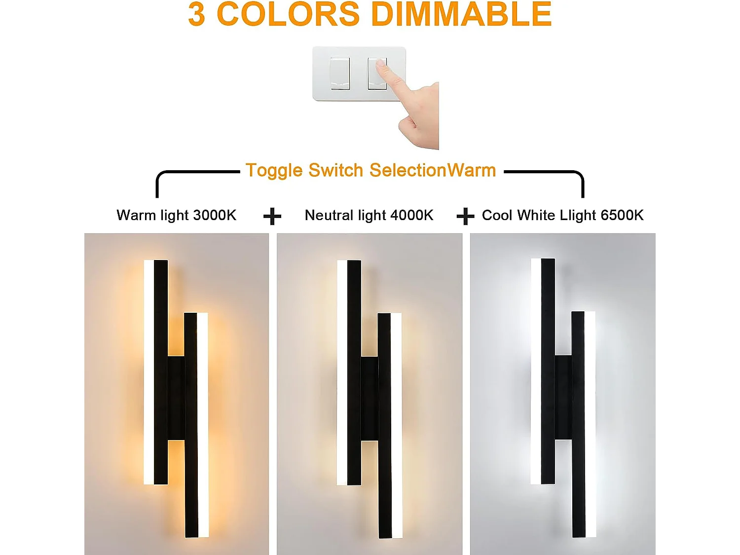 Applique Murale LED Dimmable Moderne Forme de ligne Lampe murale 3000K/4000K/6000K Pour chambre à coucher, salon, couloir, entrée Noir