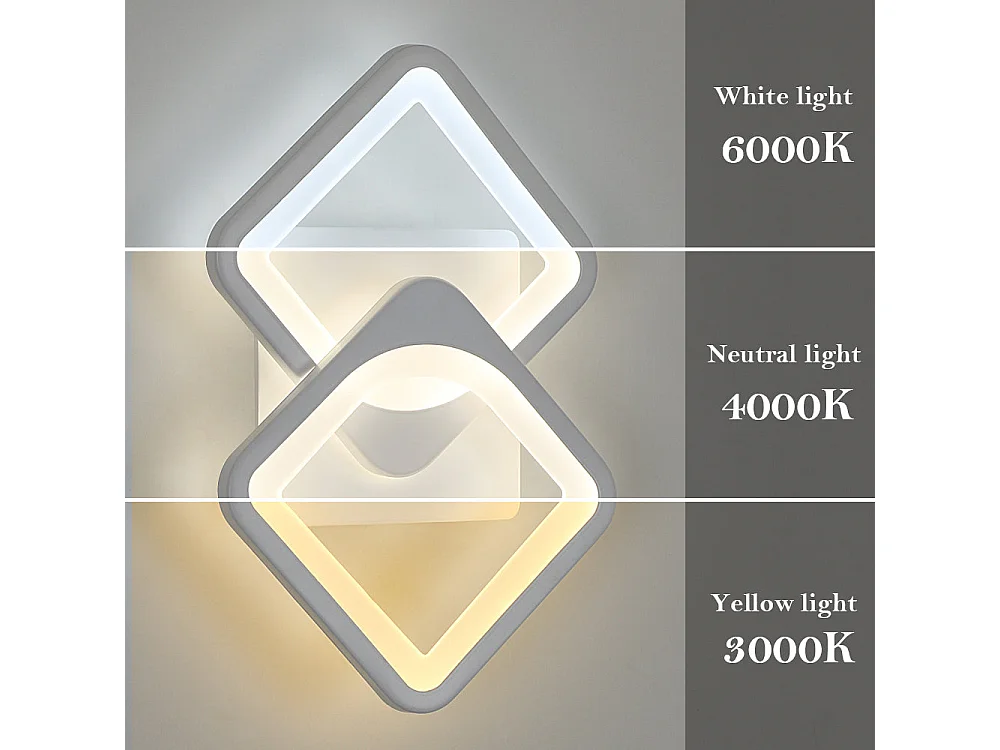 Applique Murale Intérieure 24w Lampe Murale LED, Forme Convertible, pour Escaliers Intérieurs Salon Chambre Dimmable 3000K/4000K/6500K