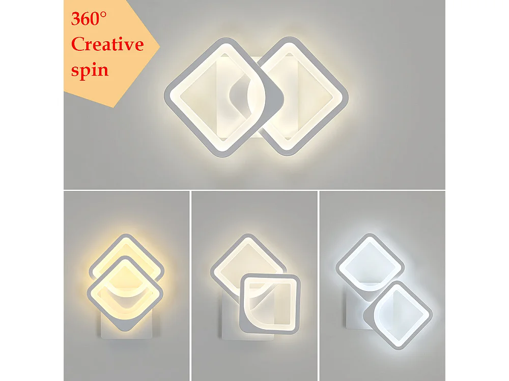 Applique Murale Intérieure 24w Lampe Murale LED, Forme Convertible, pour Escaliers Intérieurs Salon Chambre Dimmable 3000K/4000K/6500K