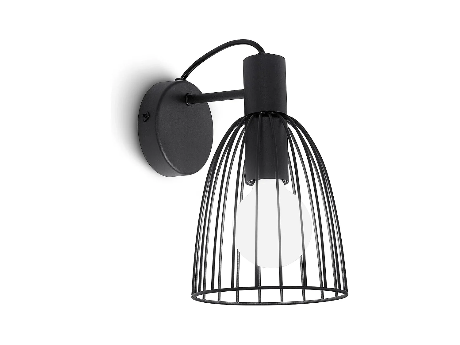 Applique Murale Cage en Métal Noir - Lampe Rétro pour Chambre Couloir Cuisine - E27 (sans Ampoule)