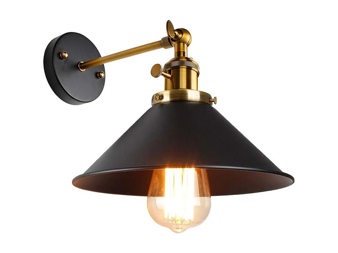 Applique Murale Vintage Industrielle Réglable Lampe， Murale Industriel Noir en Métal Plafonnier， Luminaire Rétro Applique Interieur pour Chambre, Cui