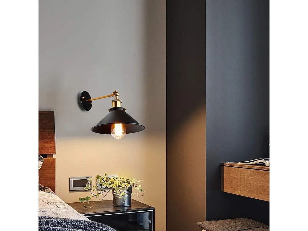 Applique Murale Vintage Industrielle Réglable Lampe， Murale Industriel Noir en Métal Plafonnier， Luminaire Rétro Applique Interieur pour Chambre, Cui