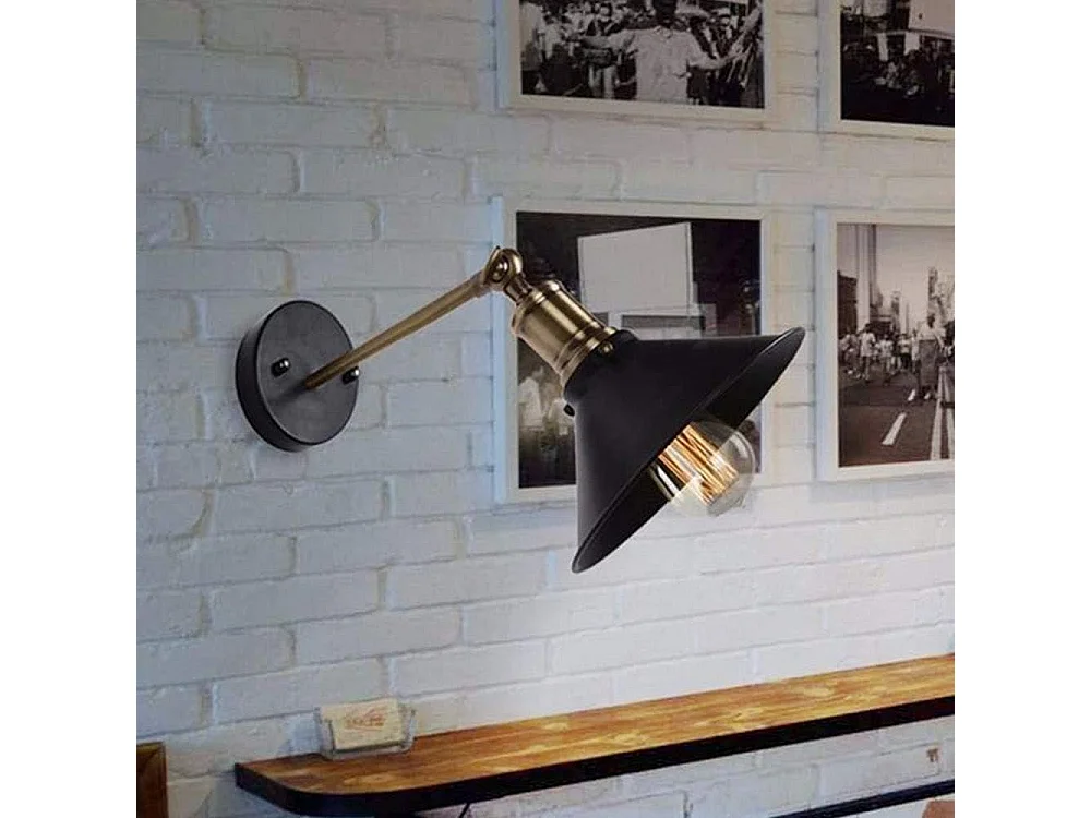 Applique Murale Vintage Industrielle Réglable Lampe， Murale Industriel Noir en Métal Plafonnier， Luminaire Rétro Applique Interieur pour Chambre, Cui