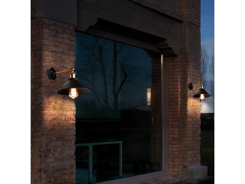 Applique Murale Vintage Industrielle Réglable Lampe， Murale Industriel Noir en Métal Plafonnier， Luminaire Rétro Applique Interieur pour Chambre, Cui