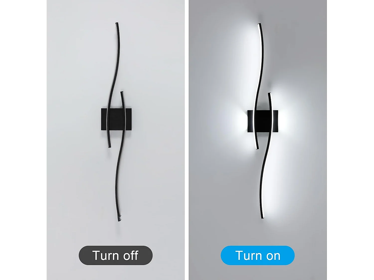 Applique Murale Intérieure LED, 27W 3000LM Lignes Simples Lampe Murale Moderne, Lumière Blanche Froide 6500K, Iuminaire Mural Interieur Noir pour Cha