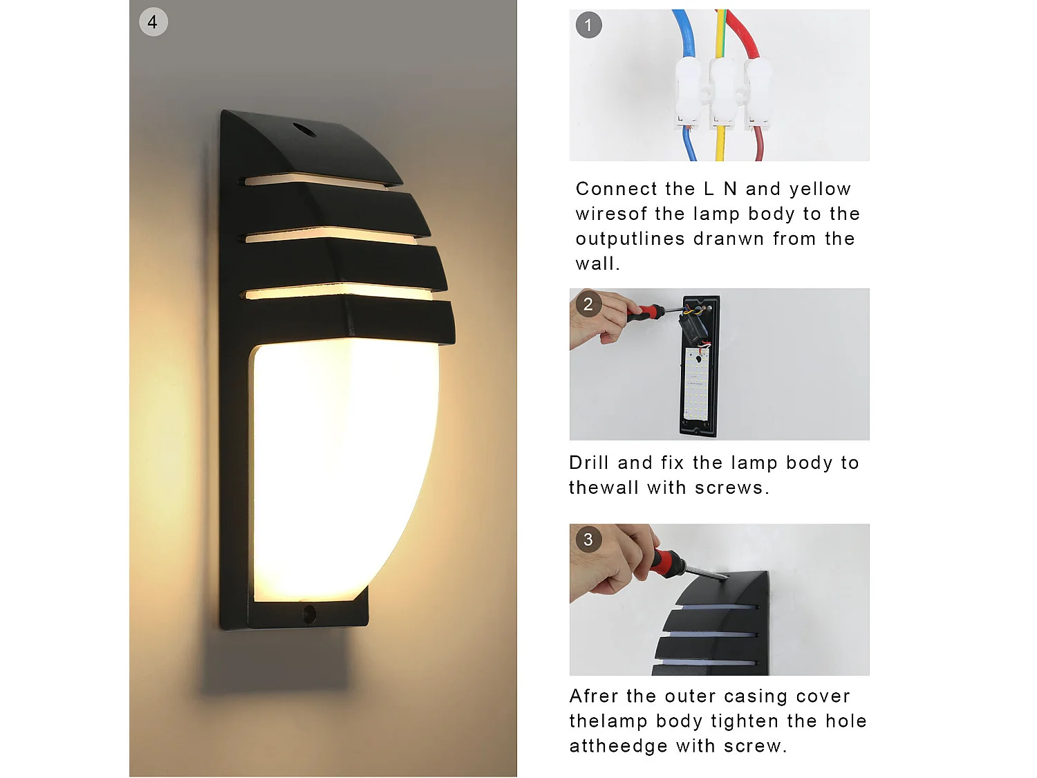 Applique Murale LED Noire à Angle de Faisceau Réglable pour Intérieur et Extérieur Puissance 12W Blanc Chaud 3000K Étanche IP65 pour Garage Terrasse et Jardin