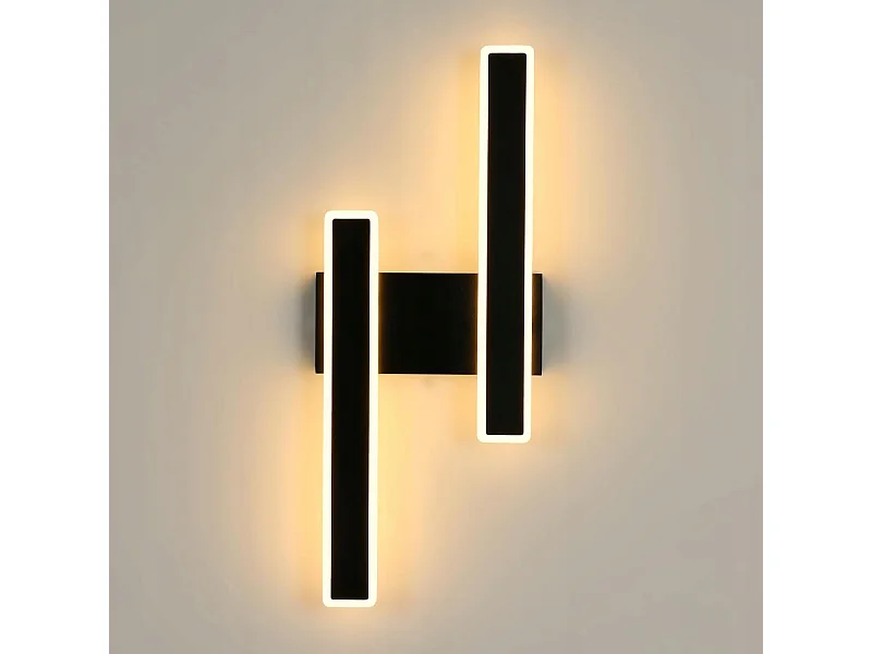 Applique Murale LED Moderne Forme de ligne Lampe murale Blanc Chaud 3000K Pour chambre à coucher, salon, couloir, entrée Noir