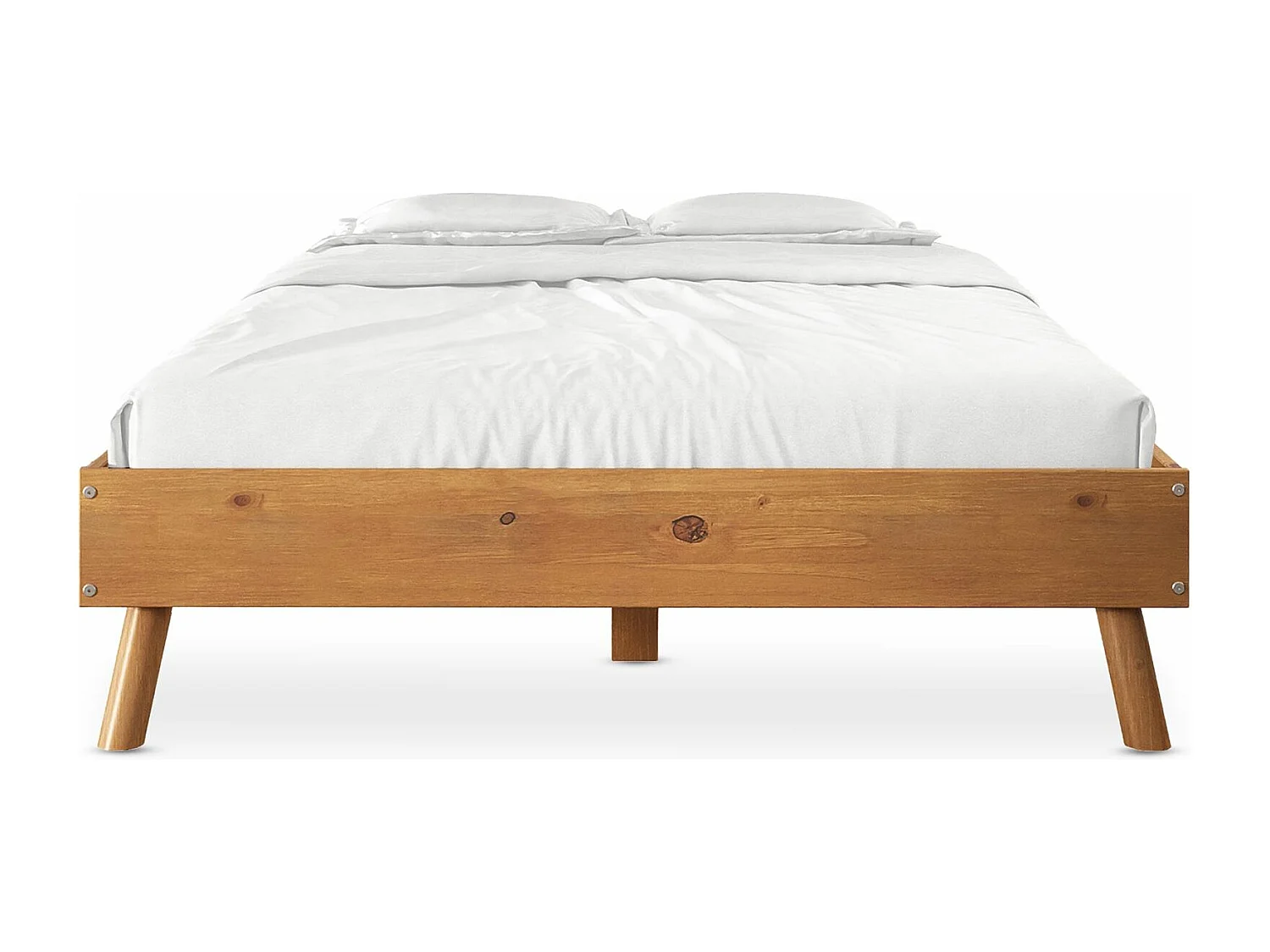 Lit futon KARRI double pour adulte 140 x 200 cm, 2 places, en bois massif, coloris chêne