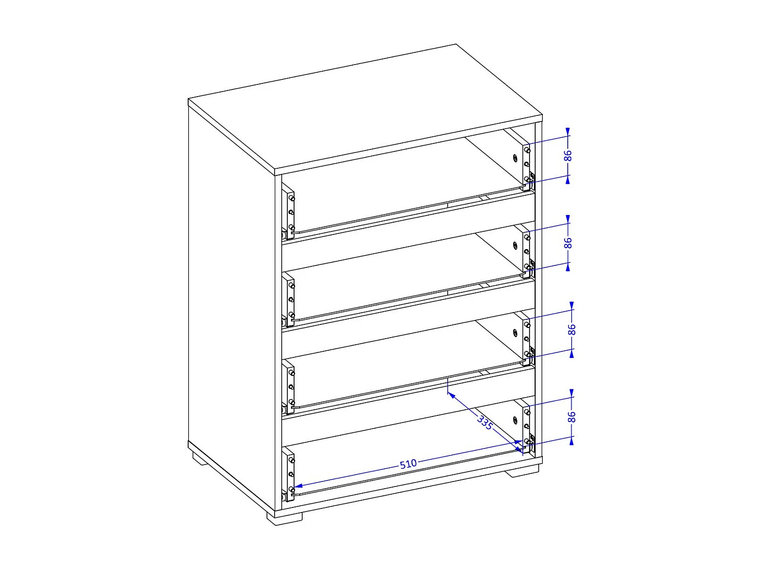Petit buffet HAVANA – 4 tiroirs – Blanc et noir – Design moderne et compact
