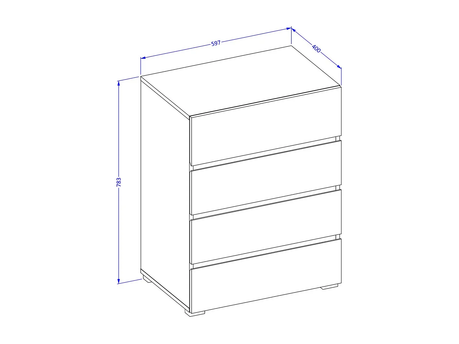 Petit buffet HAVANA – 4 tiroirs – Blanc et noir – Design moderne et compact