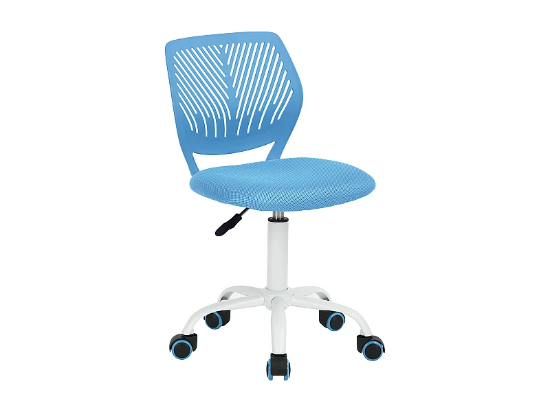 URBAN MEUBLE Chaise de bureau pivotante bleu, dossier ergonomique, revêtement en maille, hauteur réglable, style moderne, pour la maison et le bureau